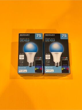 Merkury Innovations Color Smart WiFi LED Bulb 75W Equivalent BRAND NEW Set Of 2